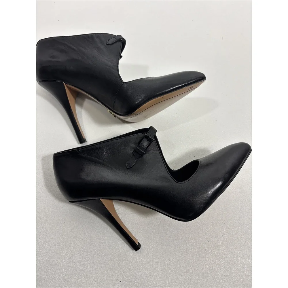 Pour La Victoire Black Leather Ziegler Pointed Heels‎ Size 7